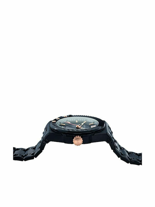 Versace Chain Reaction Ανδρικό Ρολόι 45mm Μπαταρίας με Μαύρο Μεταλλικό Μπρασελέ