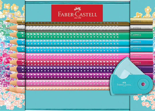 Faber-Castell Sparkle Colored Pencil Set Metallic with Sharpener Package of 1 packages