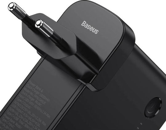 Baseus Ladegerät GaN mit USB-A Anschluss und USB-C Anschluss und Kabel USB-C 45W Stromlieferung / Schnellaufladung 3.0 Schwarzs (GaN 2 in 1)