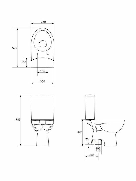 Cersanit Parva 010 Compact Тоалетна, стояща на пода с тоалетна чиния Бяла Cersanit Parva 010 Compact Тоалетна, стояща на пода с тоалетна чиния Бяла