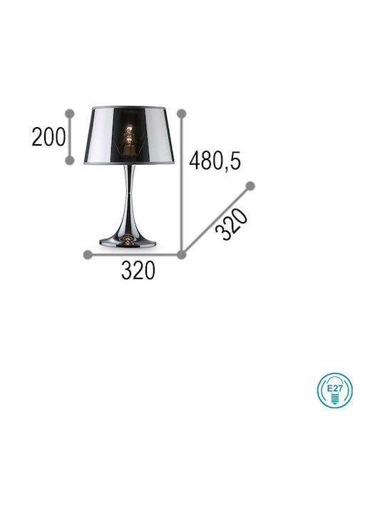 Ideal Lux Μεταλλικό Πορτατίφ για Ντουί E27 με Μαύρο Καπέλο και Βάση