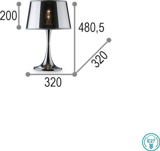 Ideal Lux Metal Table Lamp for Socket E27 with Black Shade and Base
