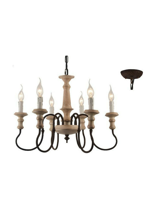 Aca Chandelier Candlestick 6xE14 White 60cm EG176P60R