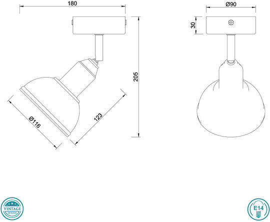 Trio Lighting Delhi Μονό Σποτ με Ντουί E14 σε Γκρι Χρώμα