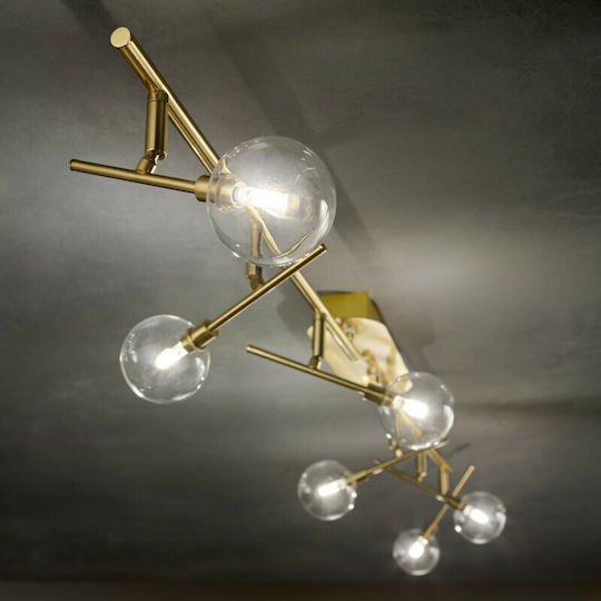 Ideal Lux Maracas PL6 Σποτ με 6 Φώτα και με Ντουί G4 σε Χρυσό Χρώμα