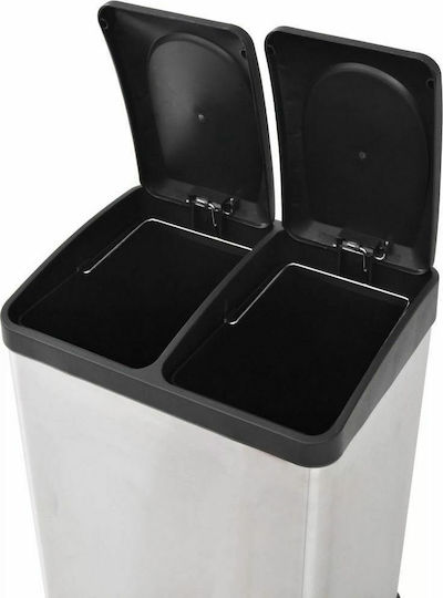 vidaXL Recycling Plastic Waste Bin 2x18lt with Pedal Inox