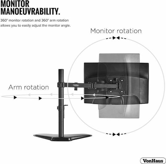 VonHaus Tabletop Suport pentru 2 Monitoare până la 32" cu Braț (3005117)