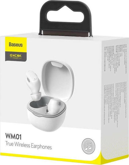 Baseus WM01 In ear Bluetooth хендсфри Слушалки с Кутийка за Зареждане Бял