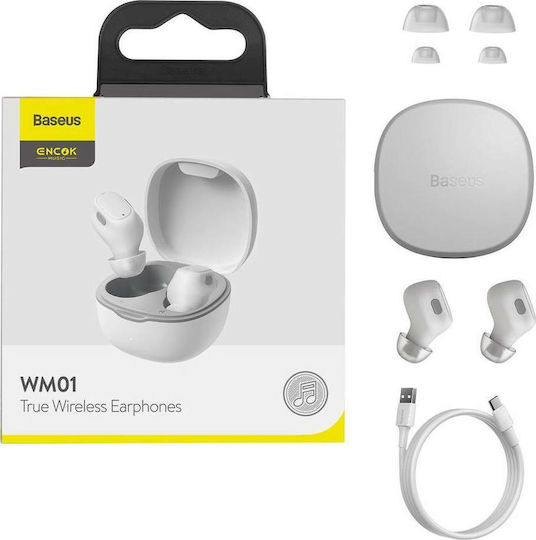 Baseus WM01 In ear Bluetooth хендсфри Слушалки с Кутийка за Зареждане Бял