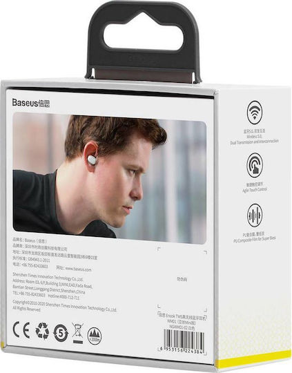 Baseus WM01 In ear Bluetooth хендсфри Слушалки с Кутийка за Зареждане Бял