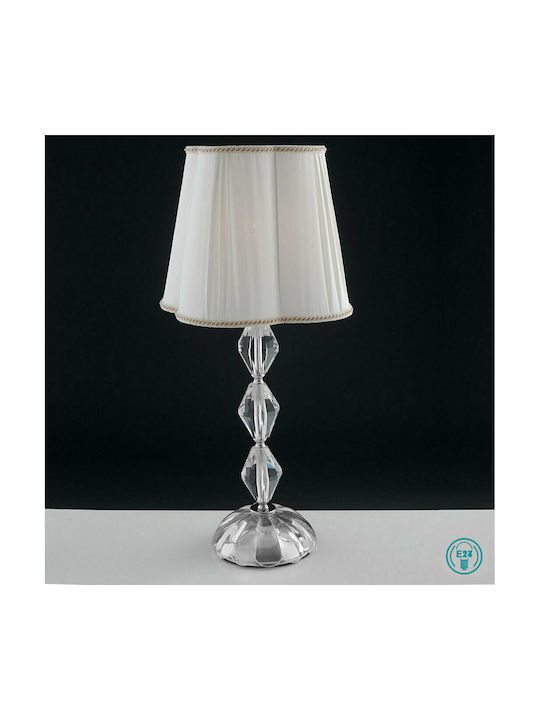 Fan Europe Riflesso-LG1 Crystal Table Lamp for Socket E27 with White Shade and Transparent Base