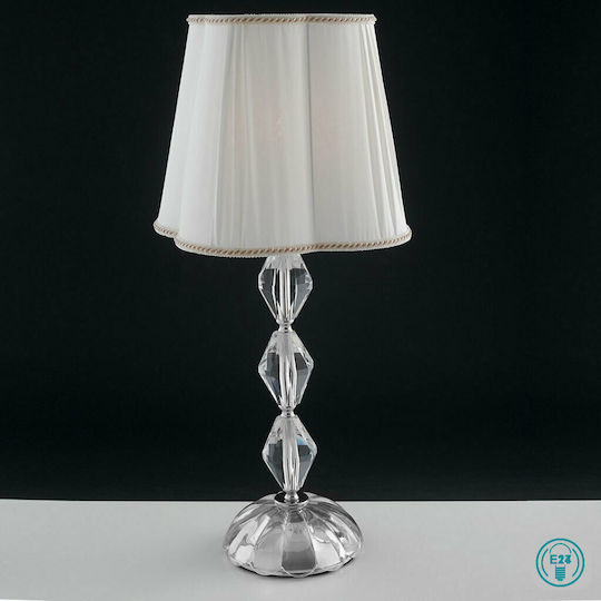 Fan Europe Riflesso-LG1 Crystal Table Lamp for Socket E27 with White Shade and Transparent Base
