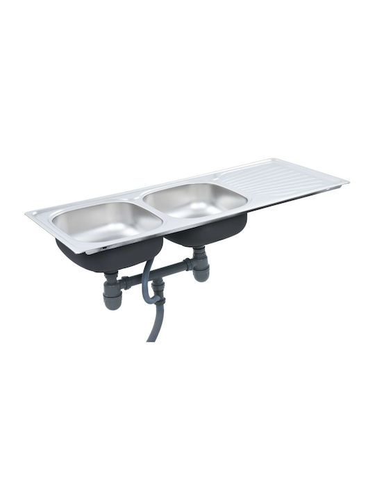 vidaXL Ένθετος Νεροχύτης Inox Brushed Μ120xΠ50cm Ασημί