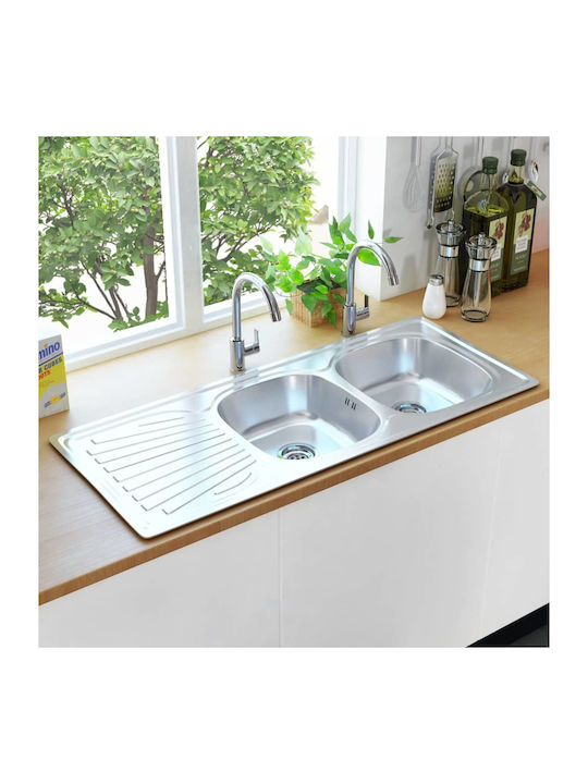 vidaXL Ένθετος Νεροχύτης Inox Brushed Μ120xΠ50cm Ασημί