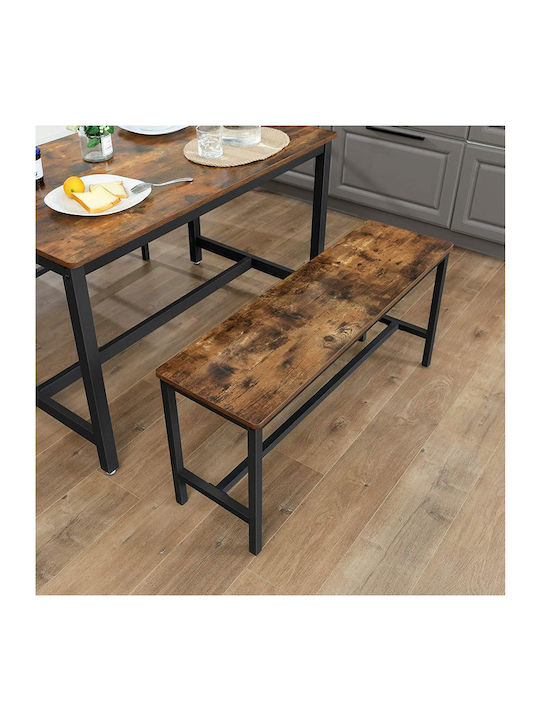 Dining Room Bench with Wooden Surface Brown 108x32.5x50cm 2pcs