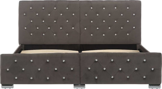 King Size Bed Upholstered with Gray Fabric for 180x200cm Mattress