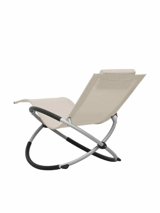 Deckchair Metallic with Textilene Fabric Ecru 121x60.5x59.5cm.