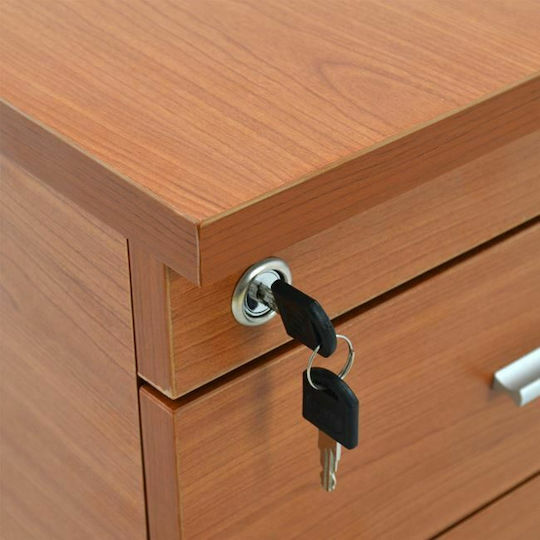 Vance Wooden Office Drawer with Wheels and Lock Cherry 40x40x55cm