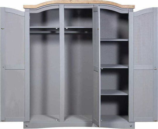Corona Triple Door Grey Wardrobe 151x52x170cm