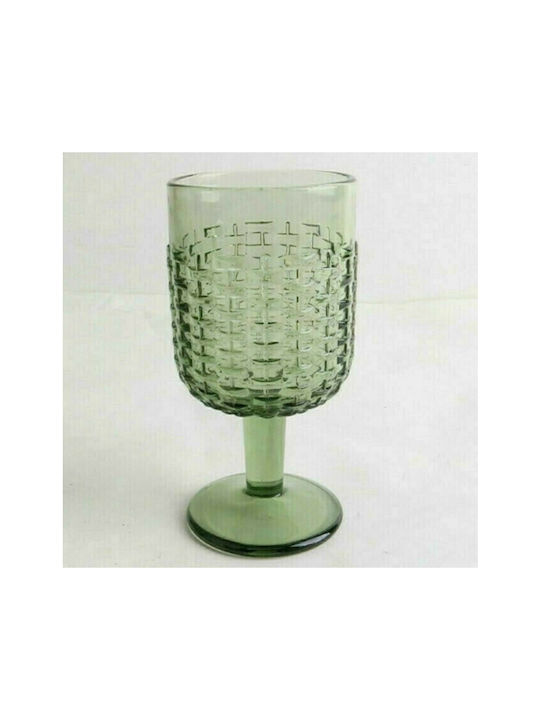 Marva Toskani Set of Glasses for White and Red Wine made of Glass Rattan Green Stemmed 225ml 6pcs