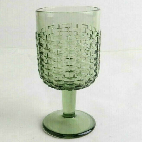 Marva Toskani Set of Glasses for White and Red Wine made of Glass Rattan Green Stemmed 225ml 6pcs