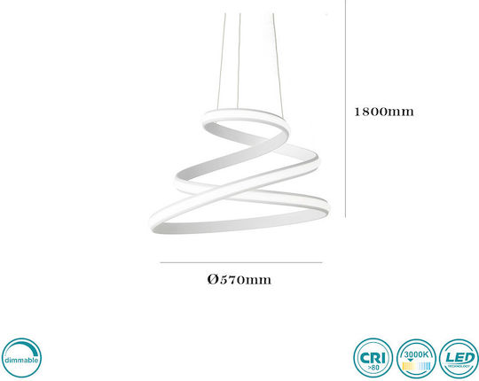 Ondaluce Vuelta Pendant Light White 57x180cm