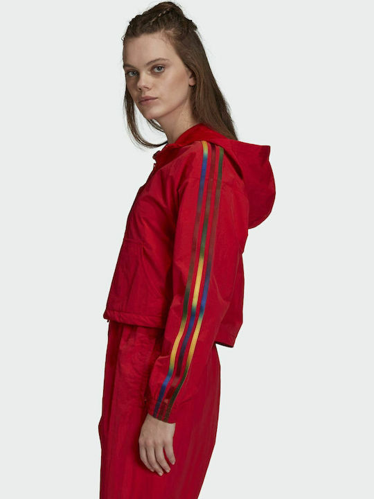 Adicolor Damen Sport Crop Top Langarm Scarlet