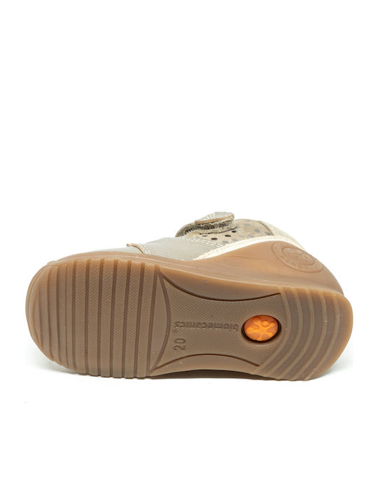 Anatomisch Lederne Kinderstiefeletten mit Klettverschluss Gold