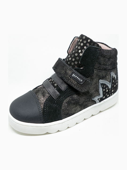 Παιδικά Sneakers High Ανατομικά με Σκρατς Μαύρα