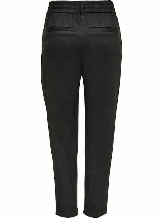 Poptrash Damen Hoch tailliert Stoff Hose mit Gummizug in Lockere Passform Schwarz