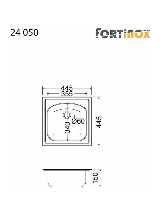 Fortinox Valley 24050 107-24050-110 24050-110 Drop-In Spüle Inox Satiniert B44.5xT44.5cm Silber