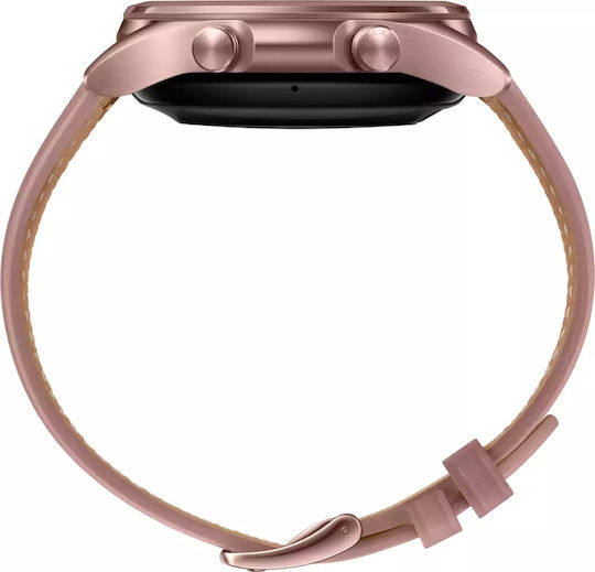 Samsung Galaxy Watch3 LTE Stainless Steel 41mm Αδιάβροχο με eSIM και Παλμογράφο (Mystic Bronze)