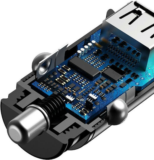 Baseus Auto-Ladegerät 3.1A Schnellladung mit Anschlüssen: 2xUSB Schwarz Farbe