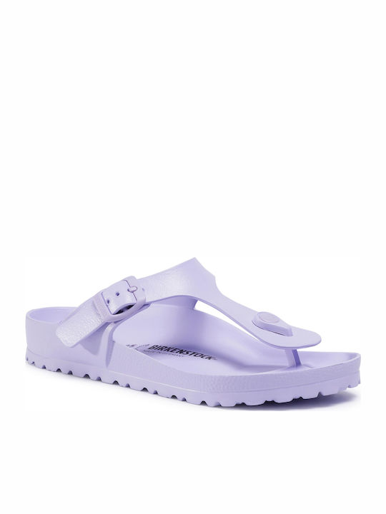 Birkenstock Gizeh Leder Damen Flache Sandalen Anatomisch in Lila Farbe Regelmäßig Passform