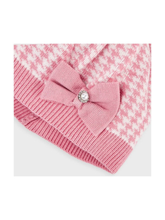 Mayoral Σετ Σκούφος Κασκόλ & Γάντια Kids Beanie Set with Scarf Knitted Pink