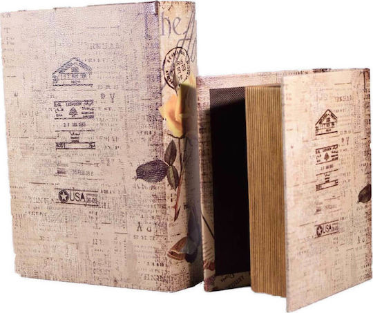 SP Souliotis Wooden Book Decorative Boxes Set Flowers 2pcs