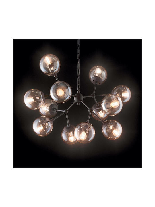 Ideal Lux Kepler SP12 Pendant Chandelier for 12 Bulbs E27 Black