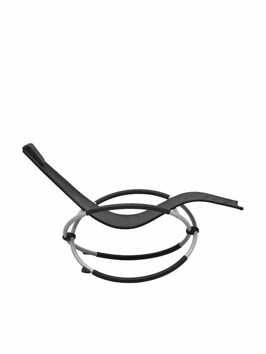 Șezlong Metal cu Țesătură Textilene Negru 121x60.5x59.5cm