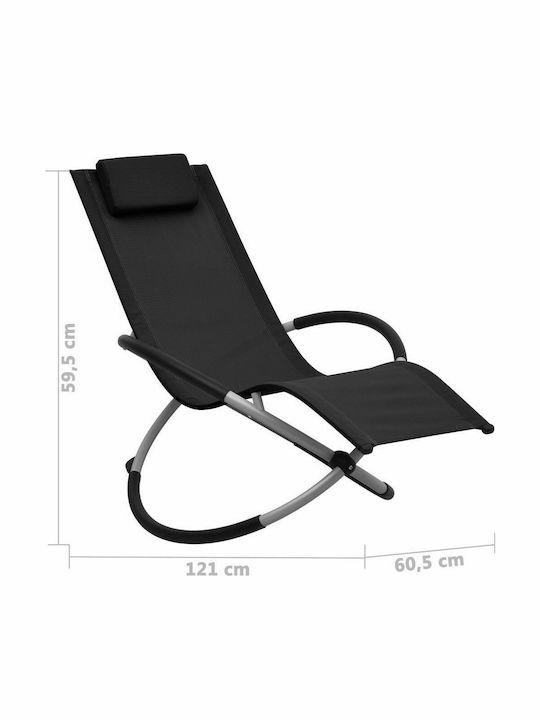 Șezlong Metal cu Țesătură Textilene Negru 121x60.5x59.5cm