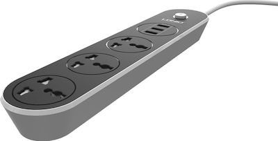 Ldnio 3-Outlet Power Strip with USB 1.6m Black