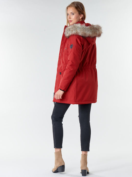 Only Women's Long Parka Jacket for Winter with Hood Chili Pepper