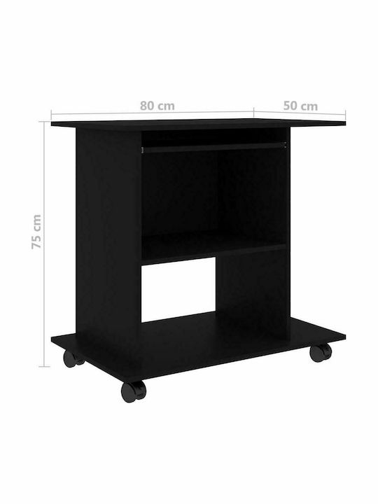 Γραφείο Υπολογιστή Ξύλινο Μαύρο 80x50x75εκ.