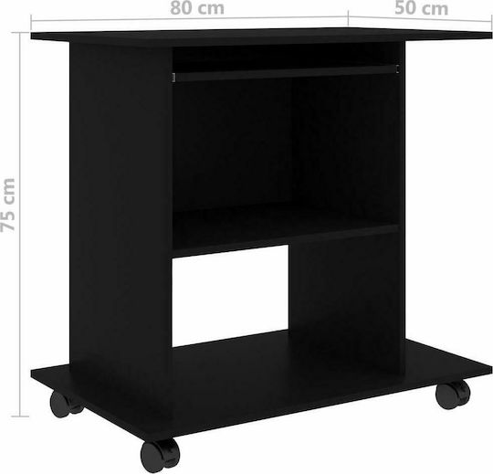 Γραφείο Υπολογιστή Ξύλινο Μαύρο 80x50x75εκ.
