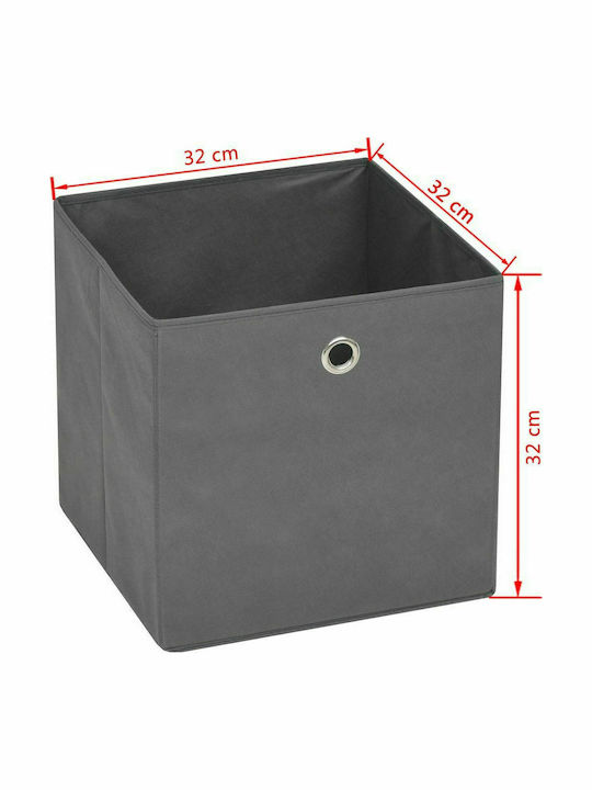 vidaXL Текстил Кутия за съхранение Сив 32x32x32см 10бр