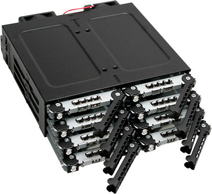 Icy Dock ToughArmor Backplane for Hard Drives Backplane IcyDock 8x6,3cm SATAI-III in 1x5,25" keylocks Black (MB998SK-B)