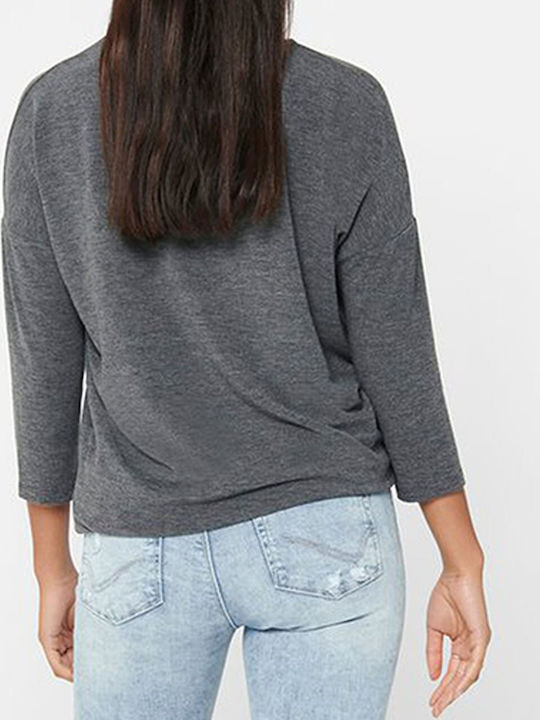 Only Women's Sweater with 3/4 Sleeve Gray