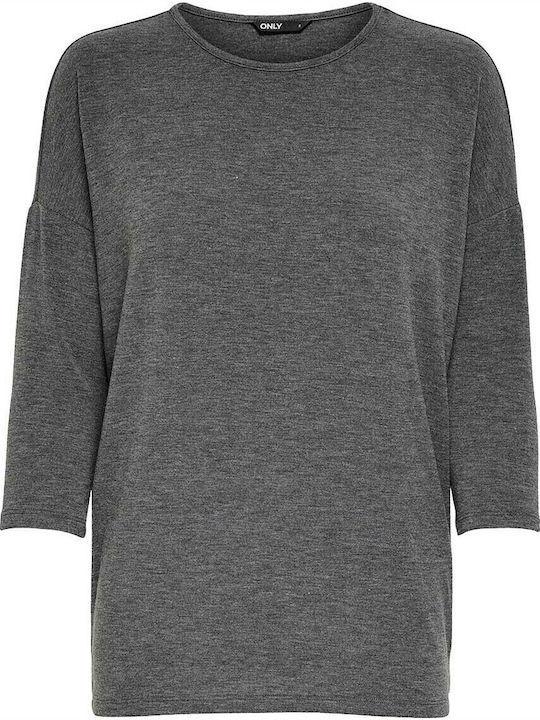 Women's Blouse with 3/4 Sleeve & Boat Neckline Gray