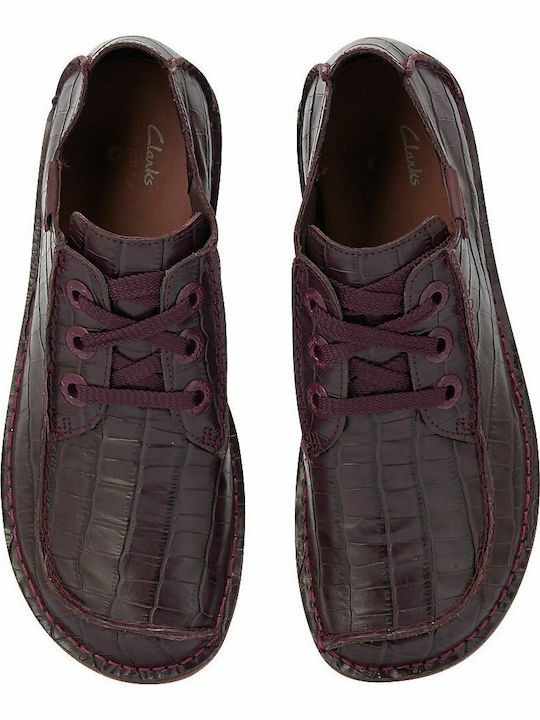 Funny Dream Women's Leather Platform Boots Burgundy