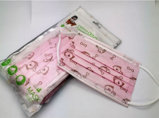 Children's Disposable Masks 3ply Protective Mask Kids Pink 10pcs