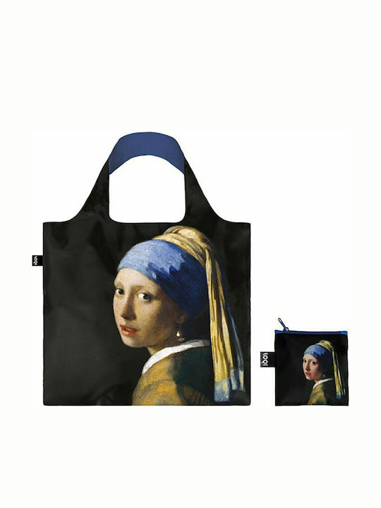 Loqi Vermeer Fabric Shopping Bag in Black color